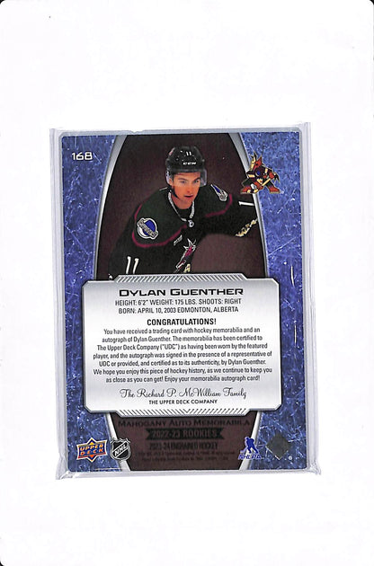2022-23 UPPER DECK ENGRAINED DYLAN GUENTHER ROOKIE PATCH AUTO /35 #168
