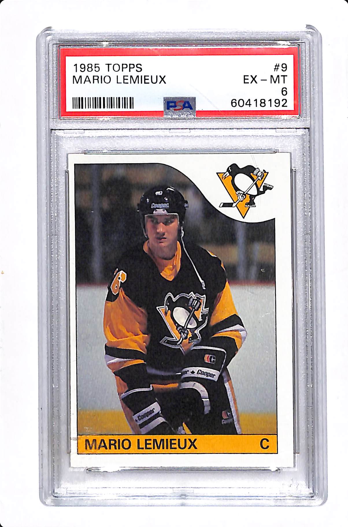 1985 TOPPS MARIO LEMIEUX ROOKIE PSA 6 #9