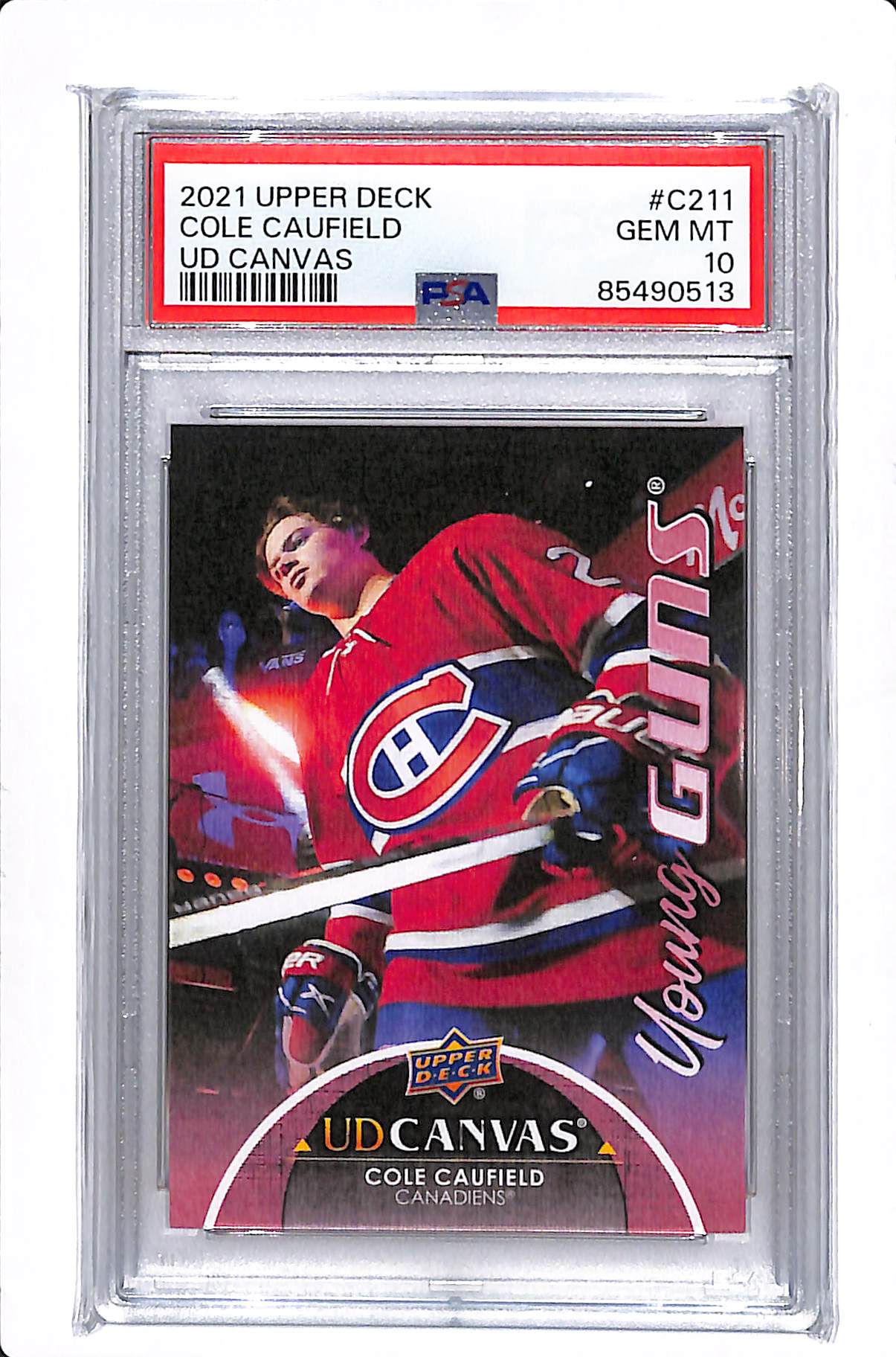 2021-22 UPPER DECK SERIES 2 COLE CAUFIELD YOUNG GUNS CANVAS PSA 10 #C211