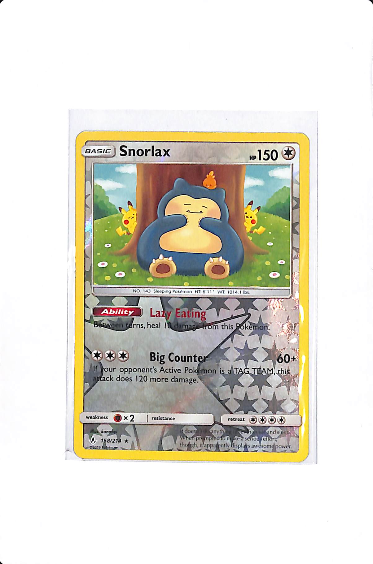 Snorlax Unbroken Bonds Holo Rare 158