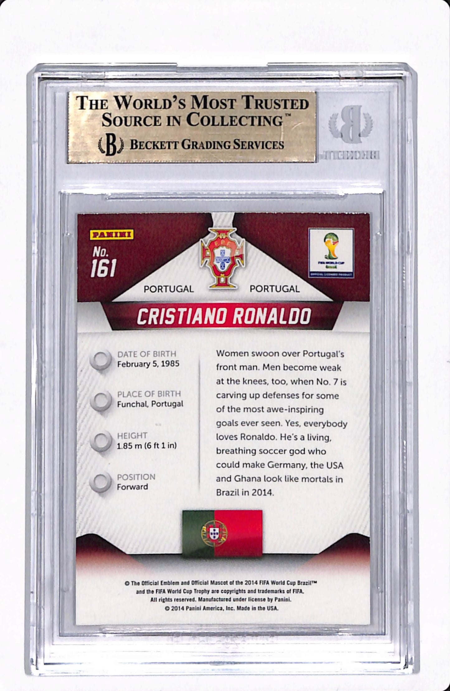 2014 PRIZM WORLD CUP CRISTIANO RONALDO BGS 9.5