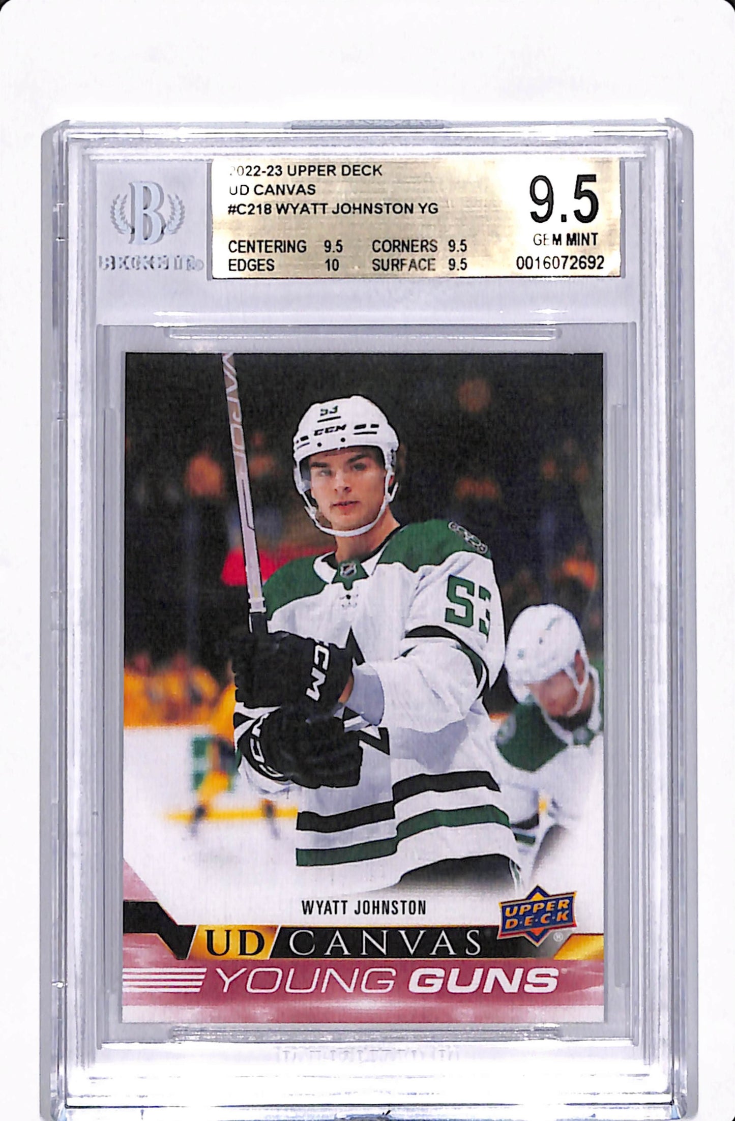2022-23 UD SERIES 2 WYATT JOHNSTON CANVAS YOUNG GUNS BGS 9.5
