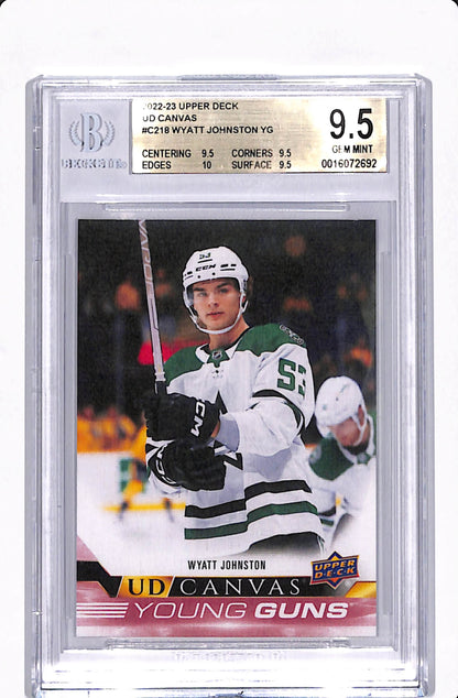 2022-23 UD SERIES 2 WYATT JOHNSTON CANVAS YOUNG GUNS BGS 9.5