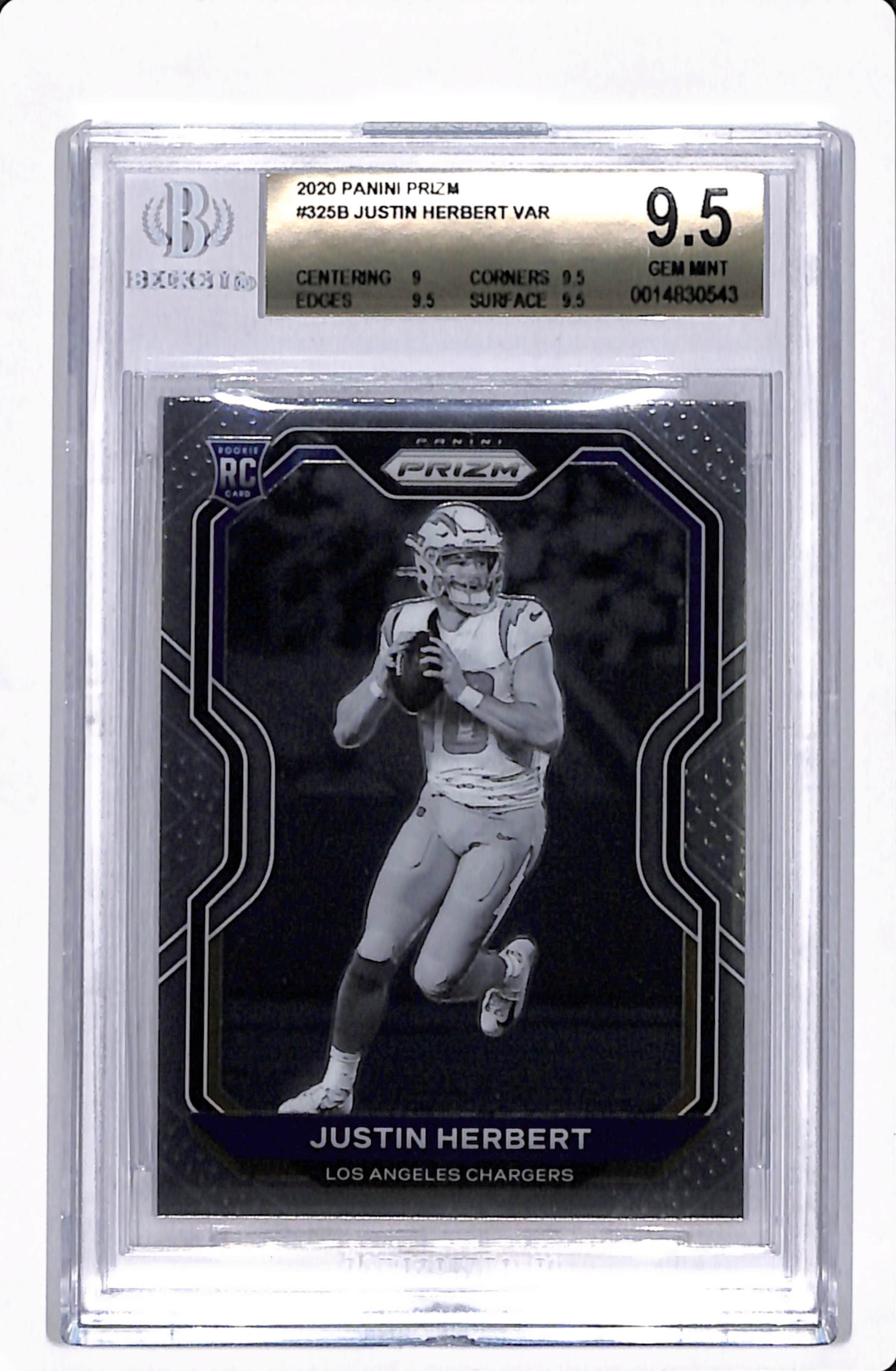 2020 PRIZM JUSTIN HERBERT VARIATION NEGATIVE ROOKIE BGS 9.5