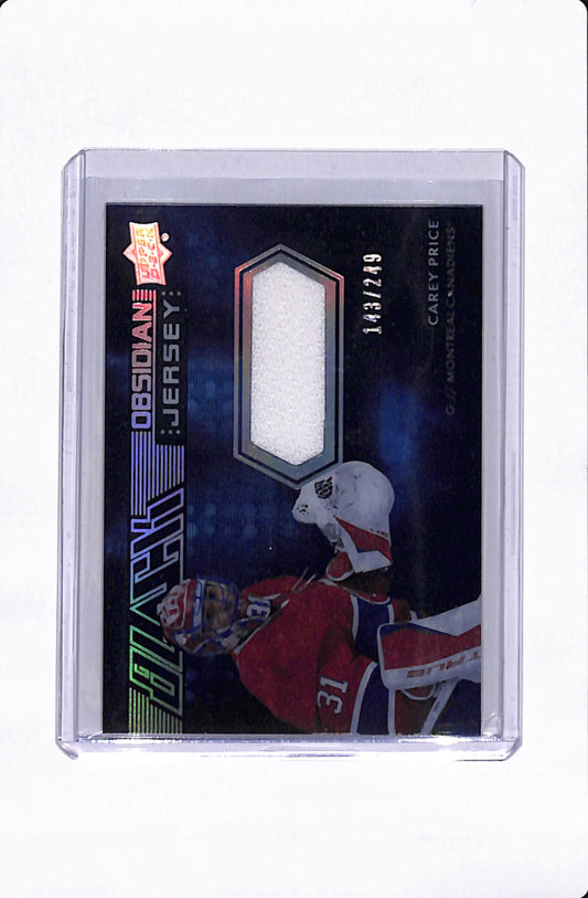 2021-22 UD BLACK OBSIDIAN JERSEY PATCH #'d/249 CAREY PRICE