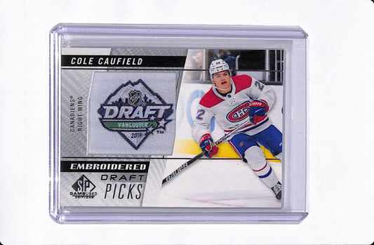 2021-22 SP GAME USED COLE CAUFIELD EMBROIDED DRAFT PICKS
