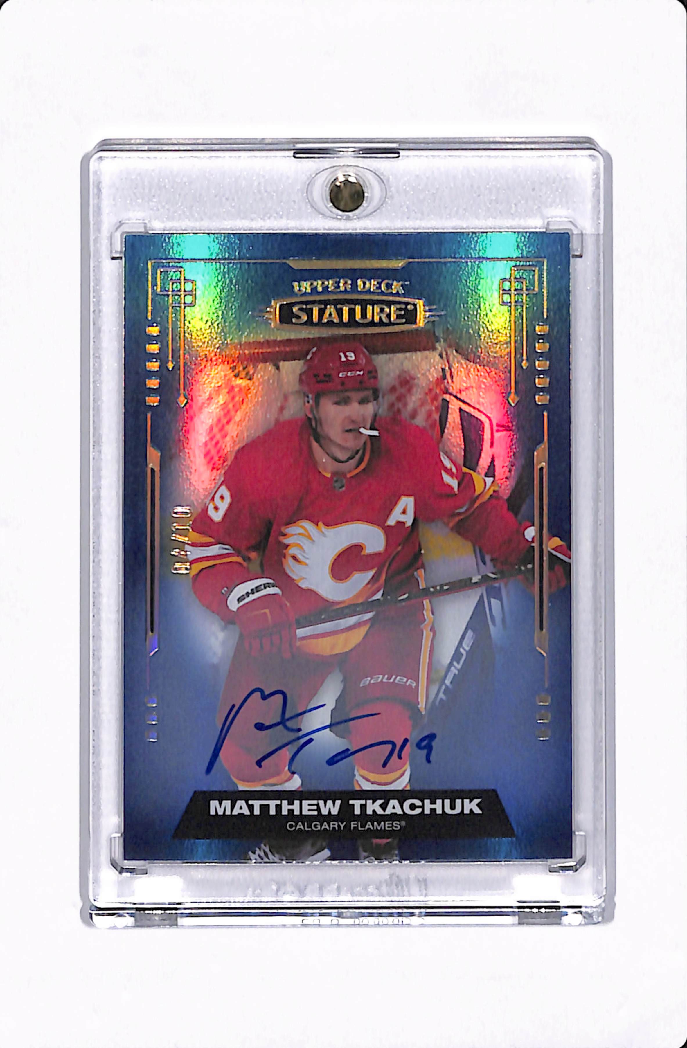 2021-22 STATURE MATTHEW TKACHUK BLUE AUTO /10