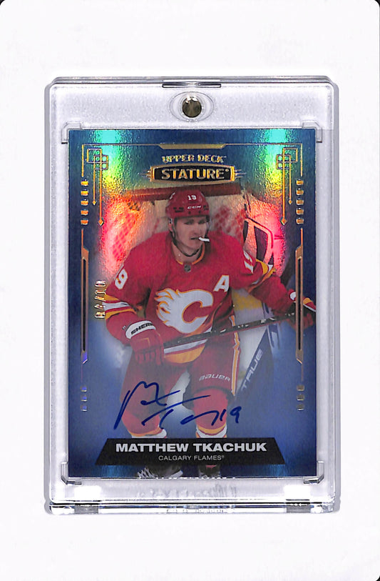2021-22 STATURE MATTHEW TKACHUK BLUE AUTO /10
