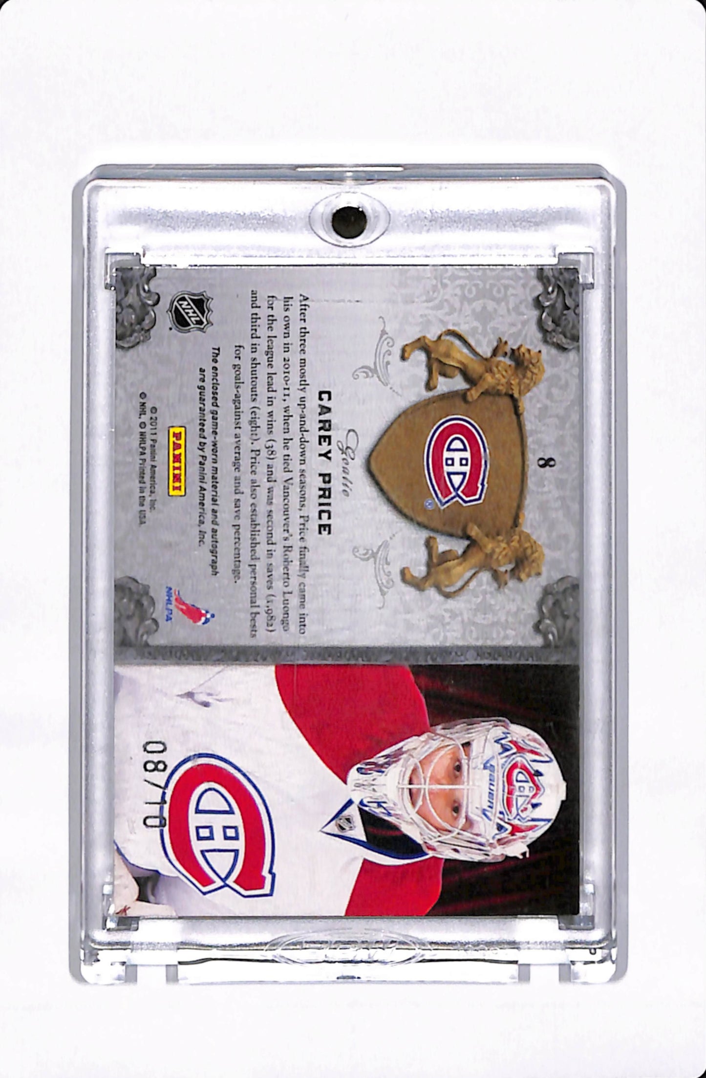 2011 PANINI CROWN ROYALE ALL THE KING'S MEN PATCH AUTO CAREY PRICE
