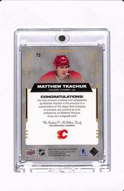 2021-22 STATURE MATTHEW TKACHUK BLUE AUTO /10