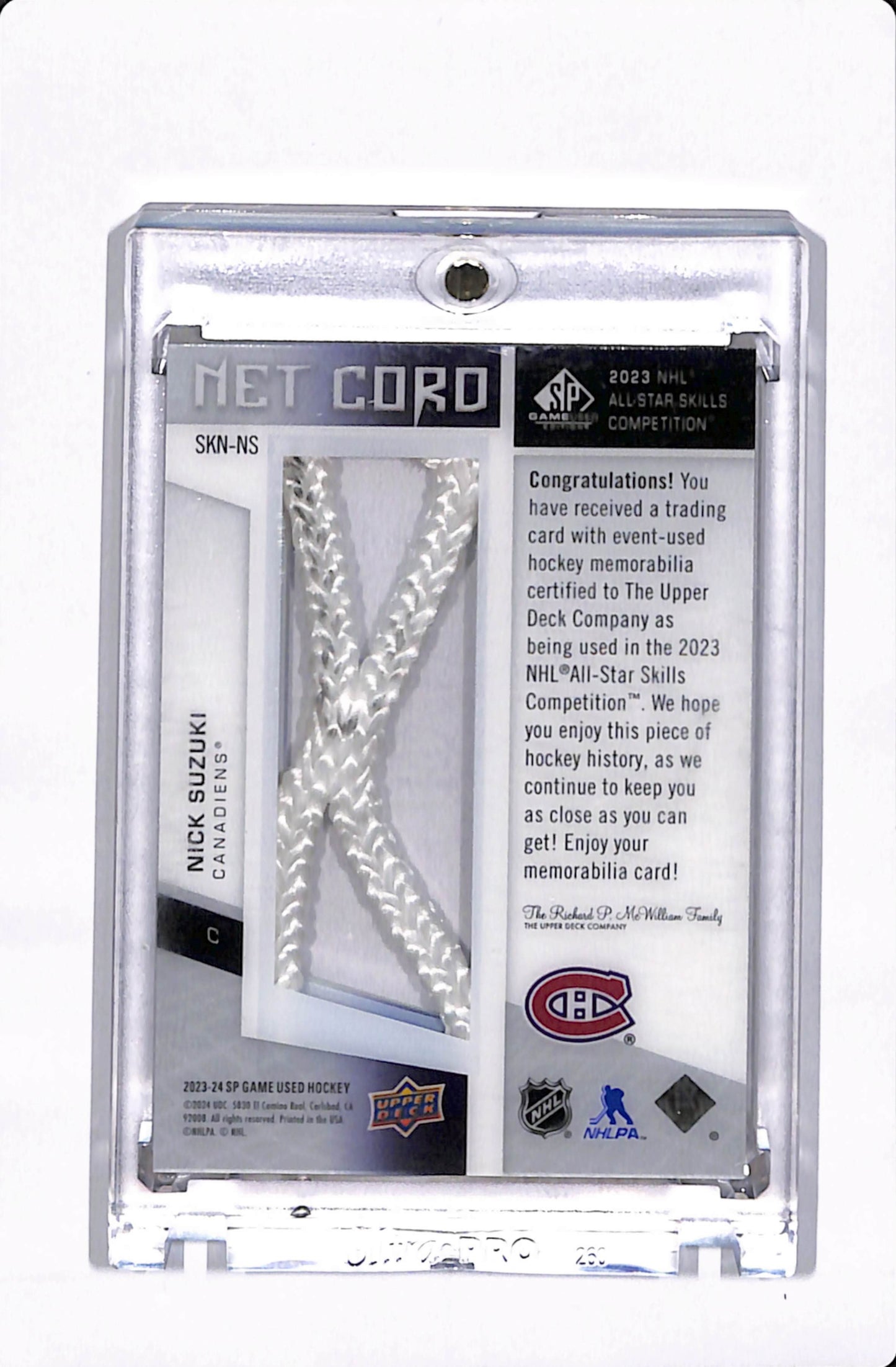 2023-24 SP GAME USED NICK SUZUKI NET CORD /35
