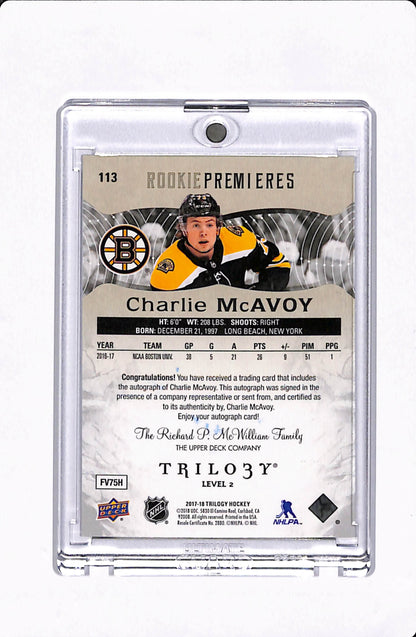 2017-2018 TRILOGY CHARLIE MCCAVOY ROOKIE PREMIERES AUTO /149
