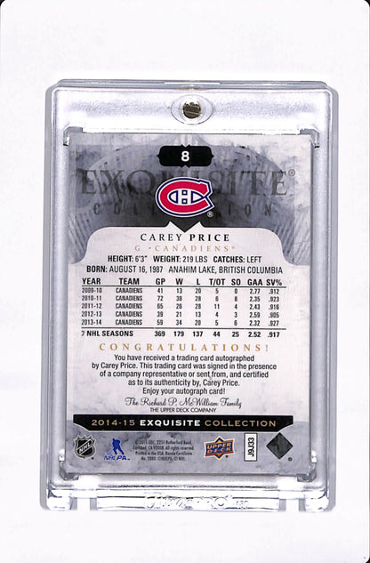 2014-15 EXQUISITE COLLECTION CAREY PRICE AUTO /25