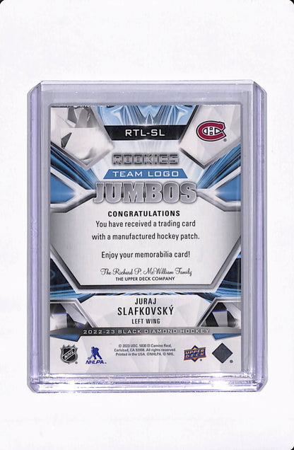 2022-23 BLACK DIAMOND ROOKIES TEAM LOGO JUMBOS JURAJ SLAFKOVSKY