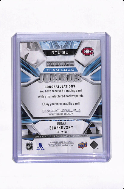 2022-23 UD BLACK DIAMOND JURAJ SLAFKOVSKY ROOKIE TEAM LOGO JUMBOS