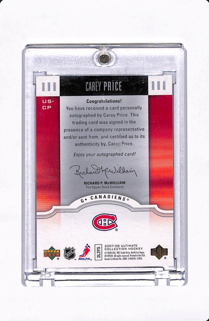 2007-08 ULTIMATE COLLECTION CAREY PRICE ULTIMATE SIGNATURES