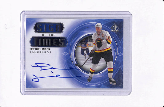 2020-21 SP AUTHENTIC TREVOR LINDEN SIGN OF THE TIMES