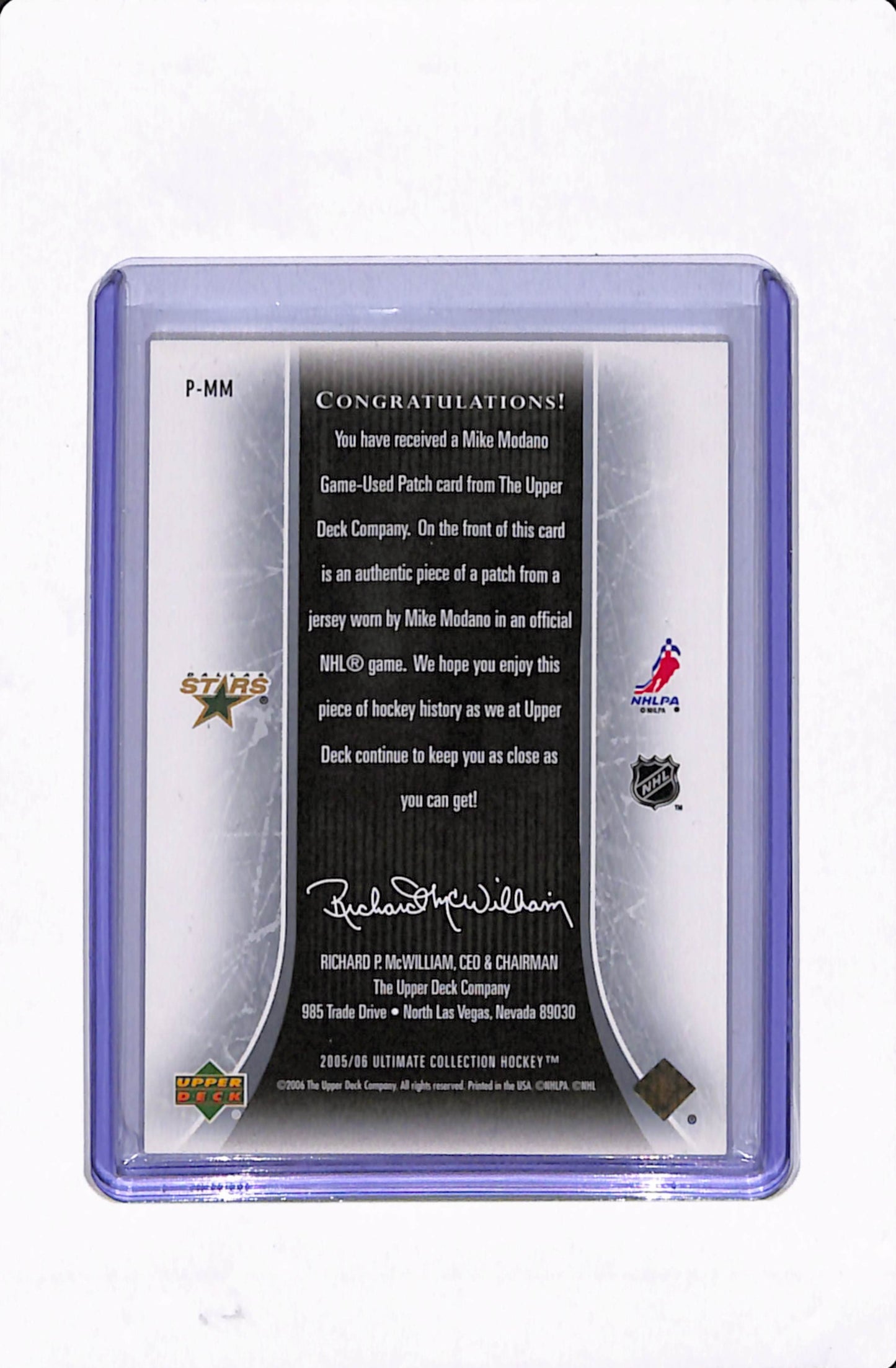2005-06 ULTIMATE COLLECTION MIKE MODANO PATCH /75