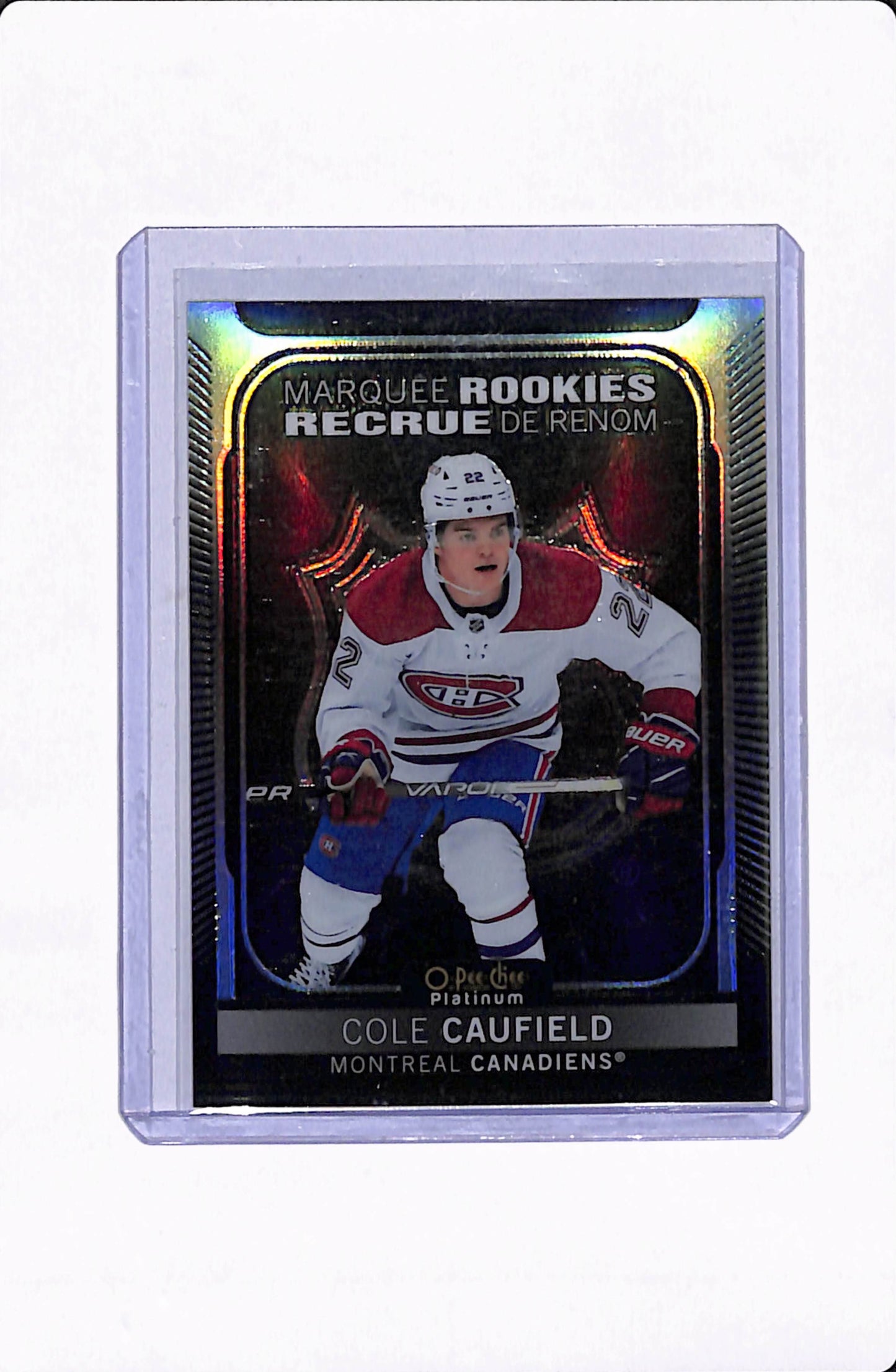 2021-22 O.P.C PLATINUM COLE CAUFIELD MARQUEE ROOKIES BLACK SHIELD VARIANT
