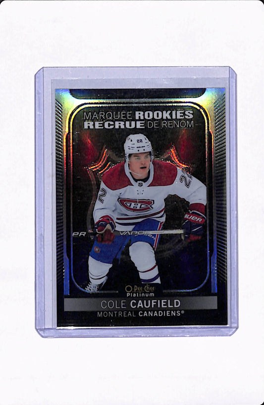 2021-22 O.P.C PLATINUM COLE CAUFIELD MARQUEE ROOKIES BLACK SHIELD VARIANT