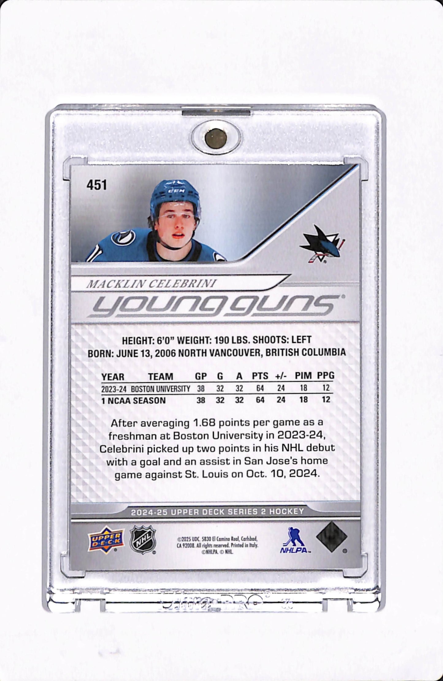 2024-25 UD SERIES 2 MACKLIN CELEBRINI YOUNG GUNS