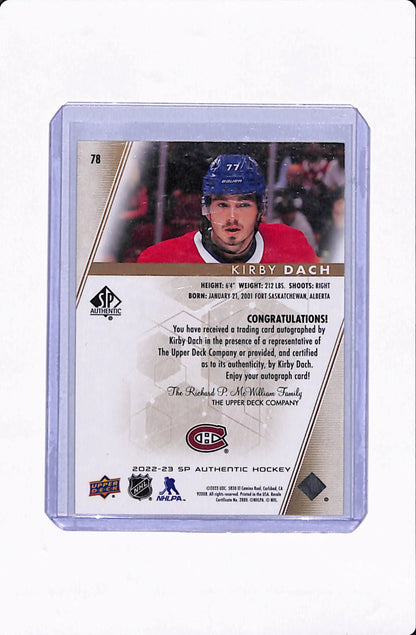 2022-23 SP AUTHENTIC KIRBY DACH AUTO