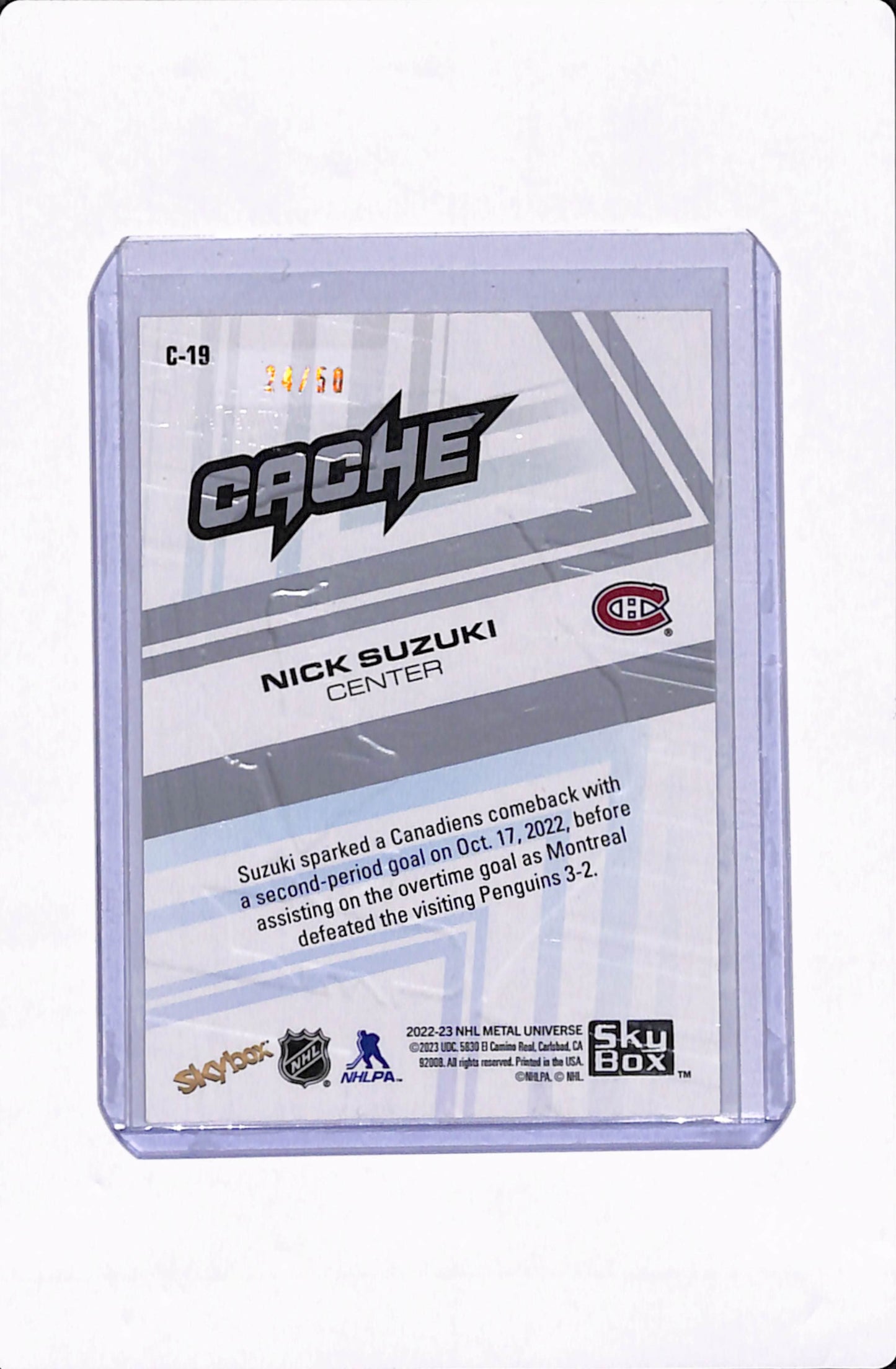2022-23 METAL UNIVERSE NICK SUZUKI CACHE /50