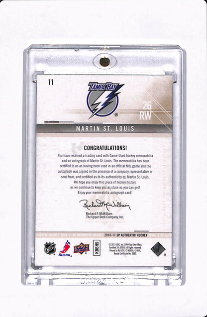 2010-11 SP AUTHENTIC MARTIN ST.LOUIS LIMITED AUTO PATCH /100