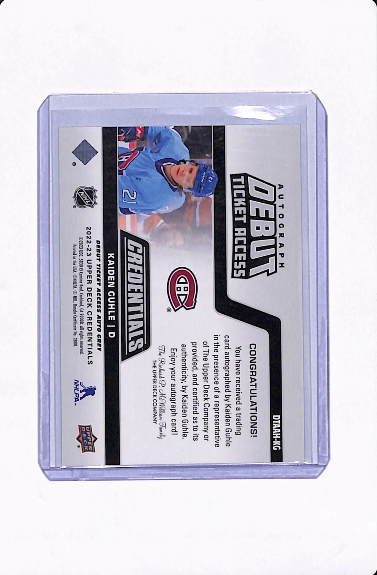 2022-23 CREDENTIALS KAIDEN GUHLE DEBUT TICKET ACCESS AUTO /99
