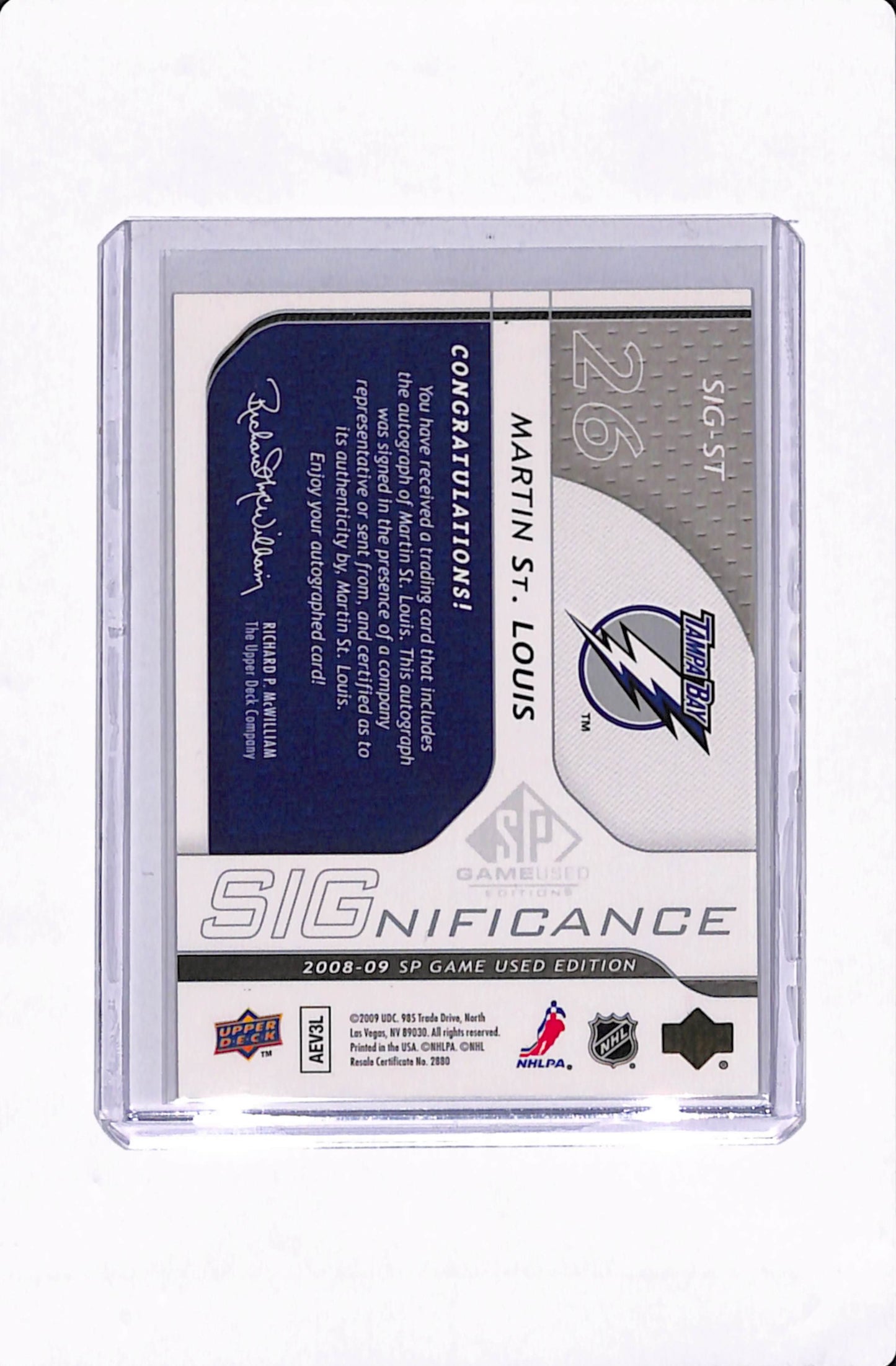 2008-09 SP GAME USED MARTIN ST. LOUIS SIGNIFICANCE /50