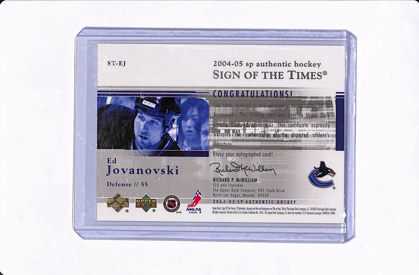 2004-05 SP AUTHENTIC ED JOVANOVSKI AUTO