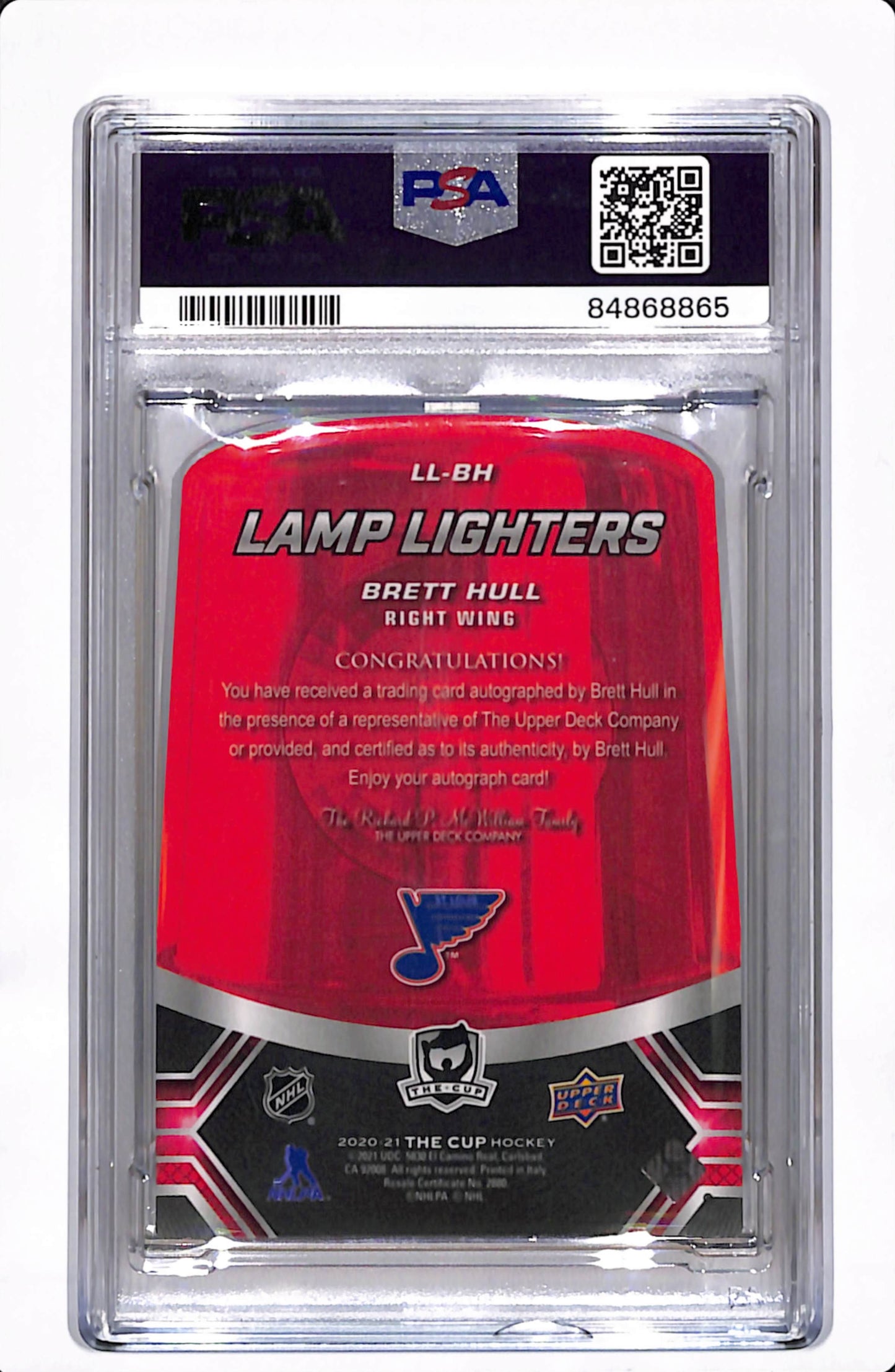 2020 THE CUP BRETT HULL LAMP LIGHTERS AUTOGRAPH PSA 9