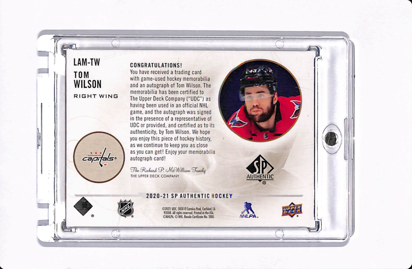 2020-21 SP AUTHENTIC TOM WILSON LIMITED AUTO MATERIAL /100