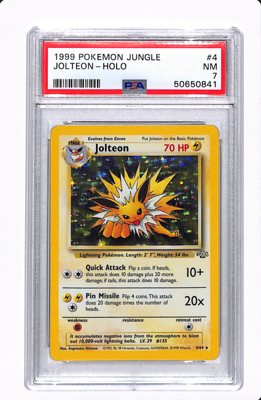 1999 POKEMON JUNGLE JOLTEON HOLO 4/64 PSA 7