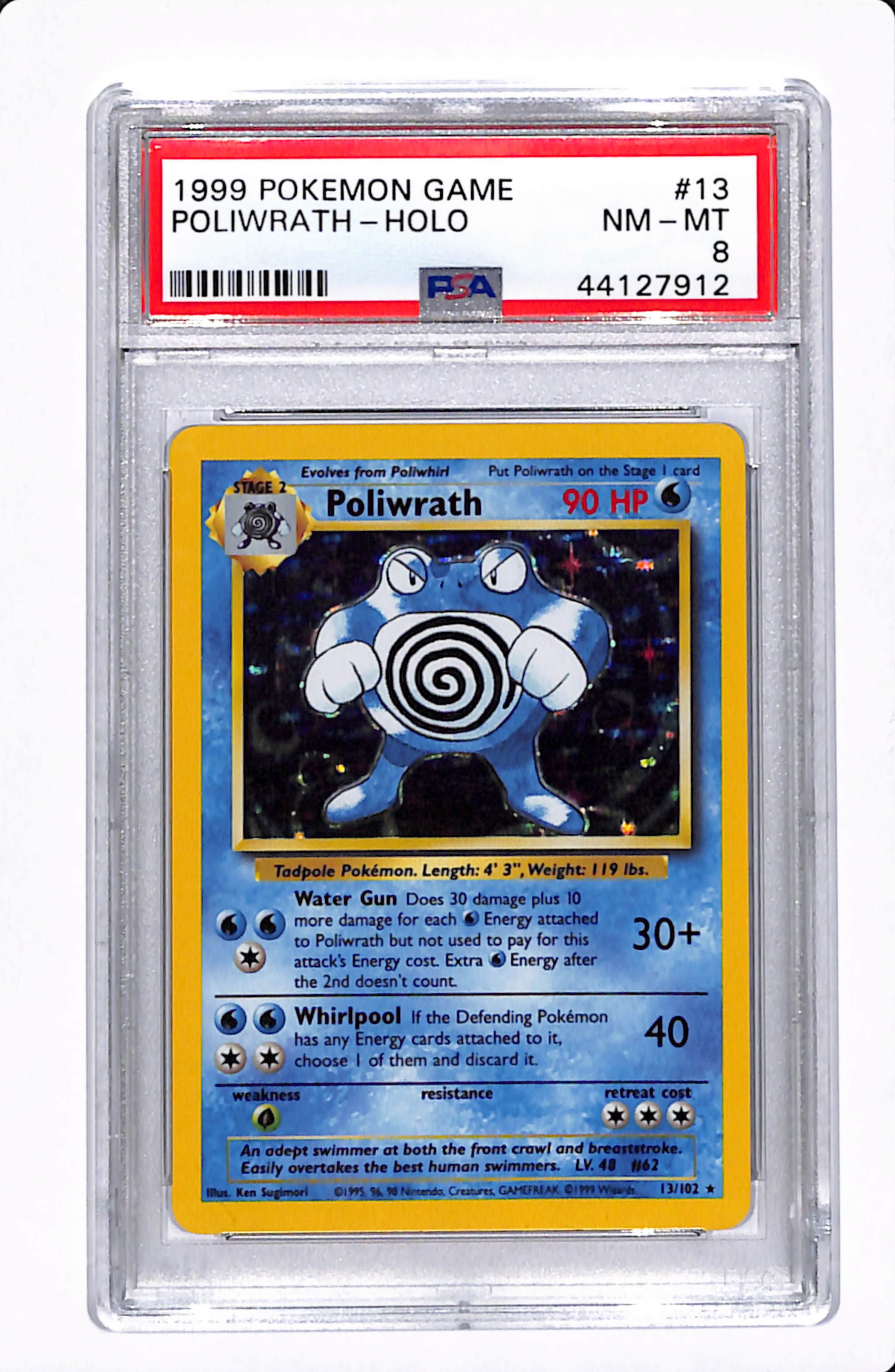 1999 POKEMON GAME POLIWRATH - HOLO PSA 8