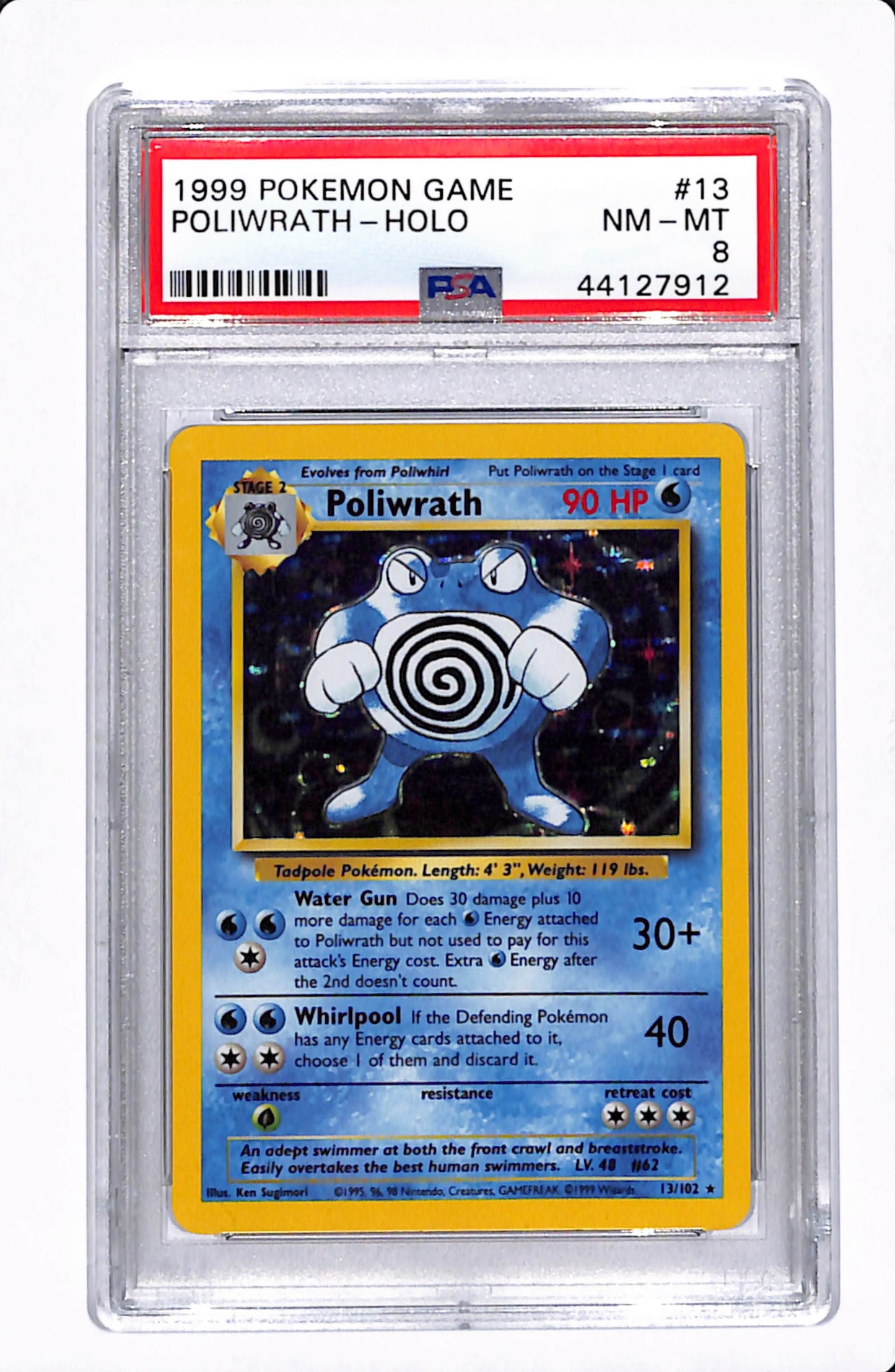 1999 POKEMON GAME POLIWRATH - HOLO PSA 8