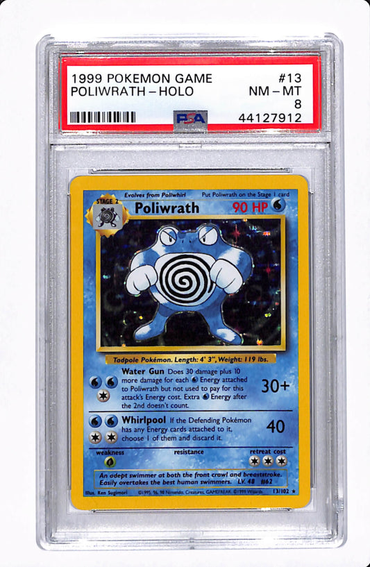1999 POKEMON GAME POLIWRATH - HOLO PSA 8