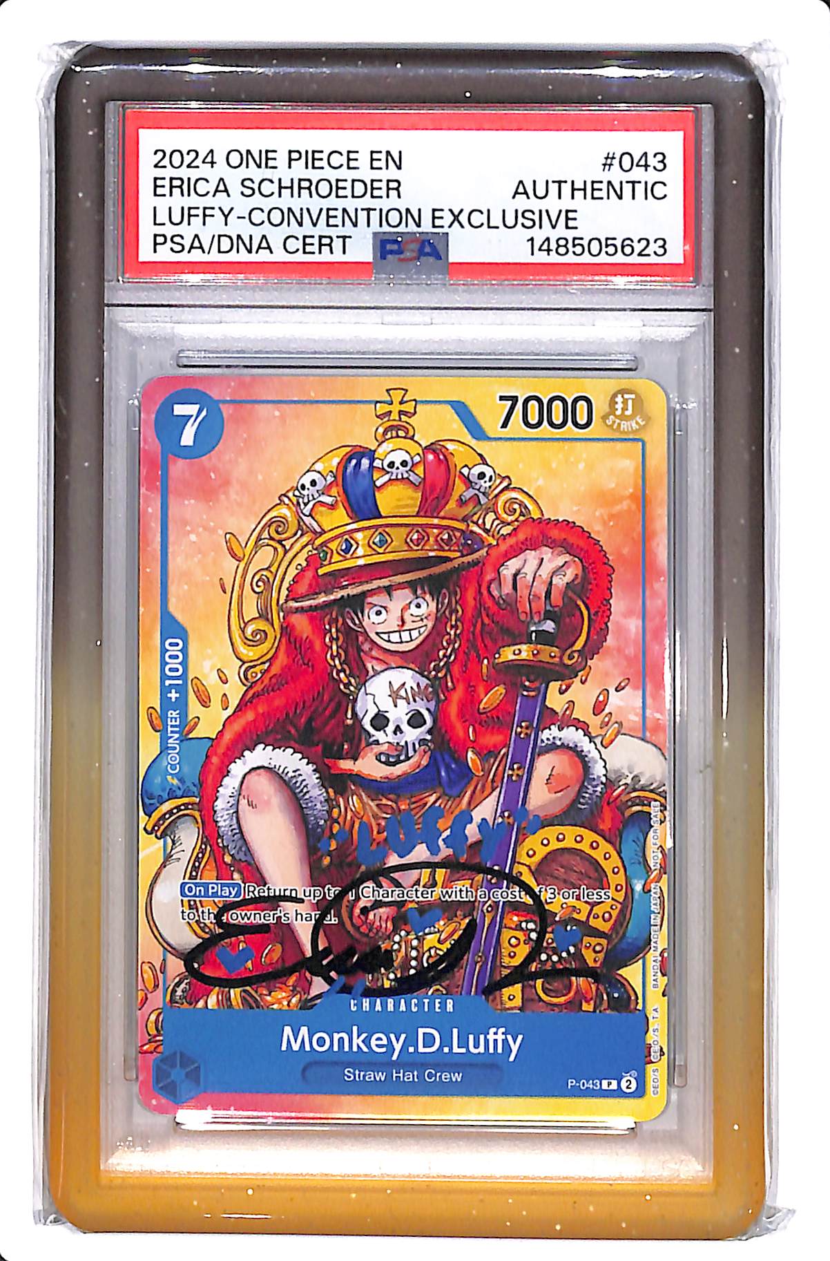 2024 ONE PIECE EN MONKEY D LUFFY #043 CONVENTION EXCLUSIVE ERICA SHROEDER AUTO PSA AUTH #043