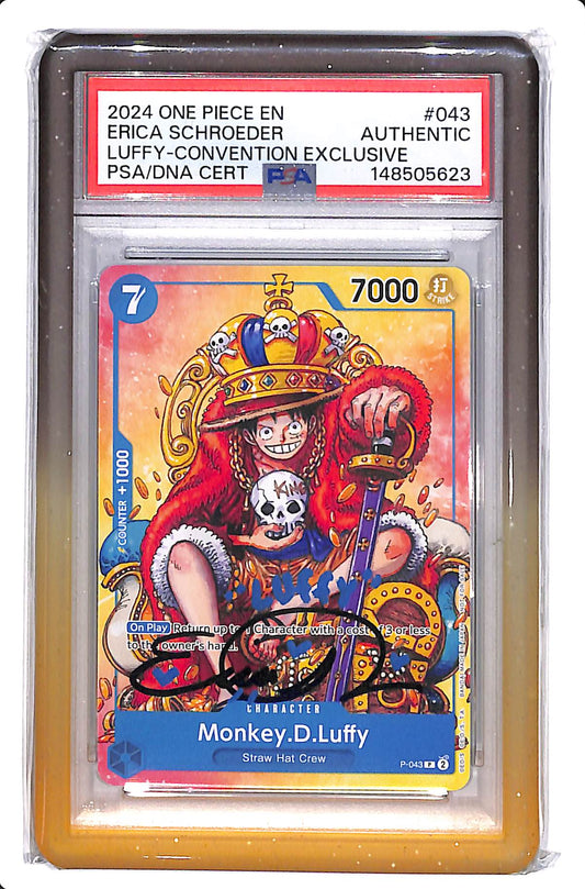 2024 ONE PIECE EN MONKEY D LUFFY #043 CONVENTION EXCLUSIVE ERICA SHROEDER AUTO PSA AUTH #043