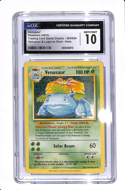 2023 POKEMON TRADING CARD GAME CLASSIC VENUSAUR HOLO #003 VENUSAUR & LUGIA EX DECK CGC 10 GEM MINT