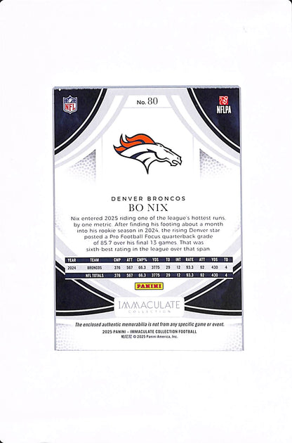 2025 PANINI IMMACULATE BO NIX PATCH /50 #80