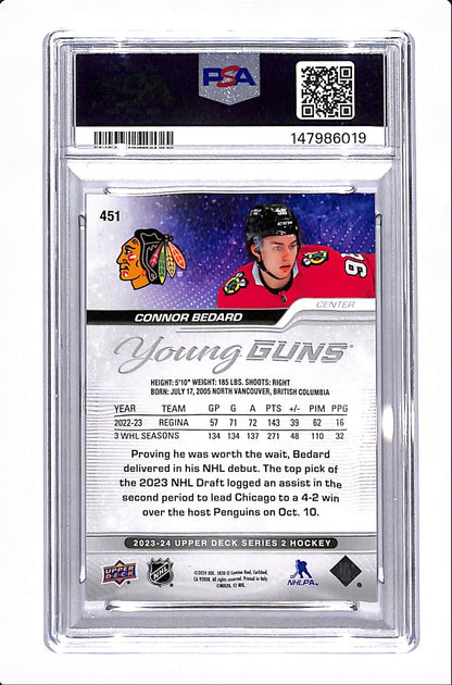 2023-24 UPPER DECK SERIES 2 CONNOR BEDARD YOUNG GUNS PSA 10 #451