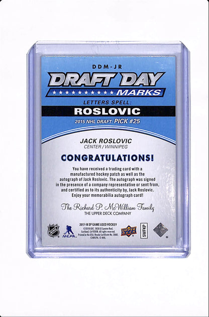 2017-18 UPPER DECK SP GAME USED JACK ROSLOVIC DRAFT DAY MARKS /35 #DDM-JR