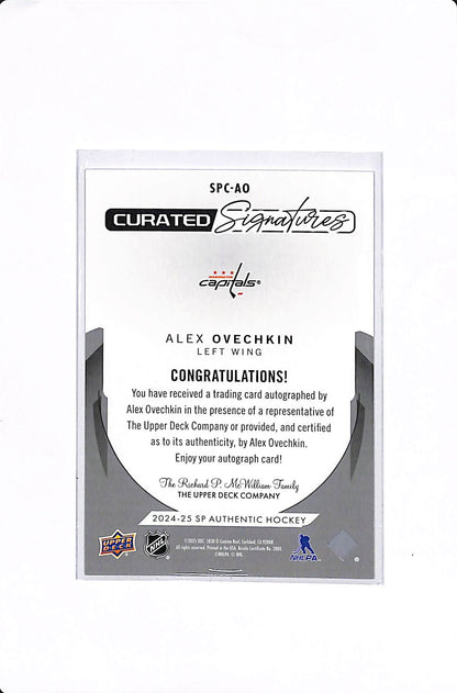 2024-25 UPPER DECK SP AUTHENTIC ALEX OVECHKIN CURATED SIGNATURES /10 #SPC-AO