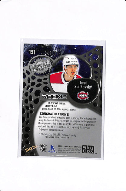 2024-25 UPPER DECK METAL UNIVERSE JURAJ SLAFKOVSKY ROOKIE AUTO /199 #151