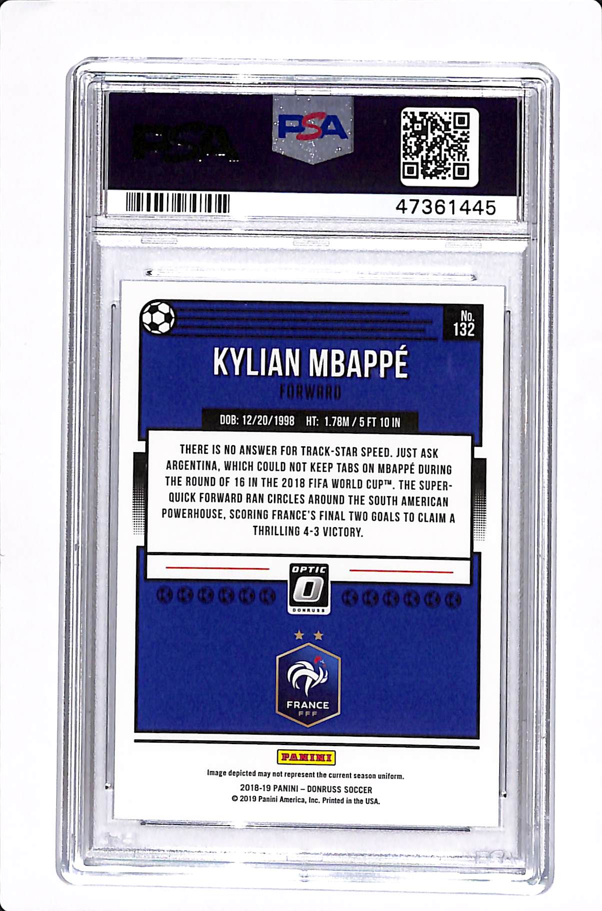 2018-19 PANINI DONRUSS KYLIAN MBAPPE OPTIC #132 PSA 9