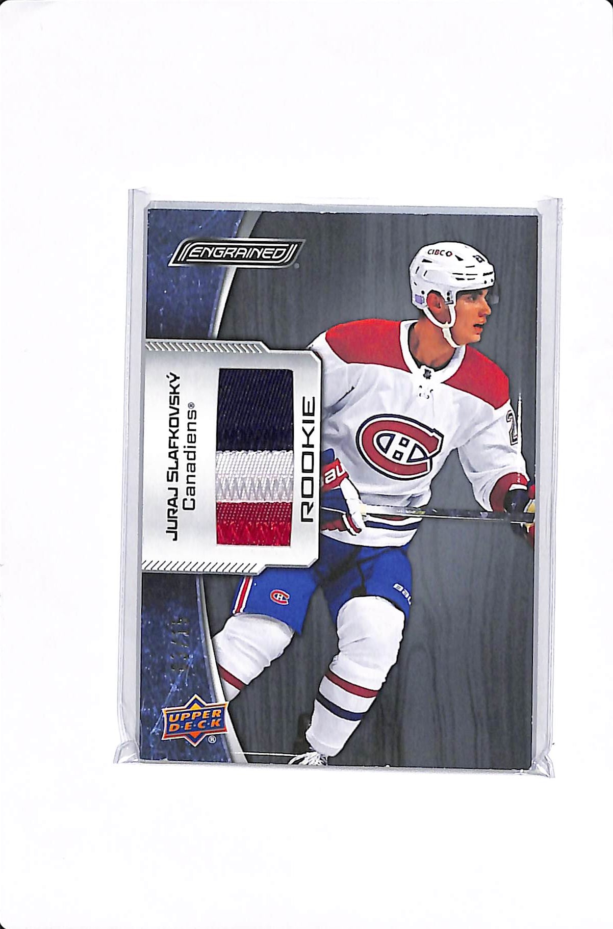 2023-24 UPPER DECK ENGRAINED JURAJ SLAFKOVSKY EBONY MEMORABILIA ROOKIE PATCH /15 #