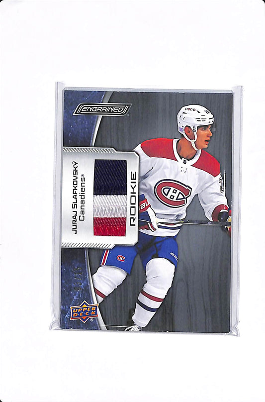 2023-24 UPPER DECK ENGRAINED JURAJ SLAFKOVSKY EBONY MEMORABILIA ROOKIE PATCH /15 #