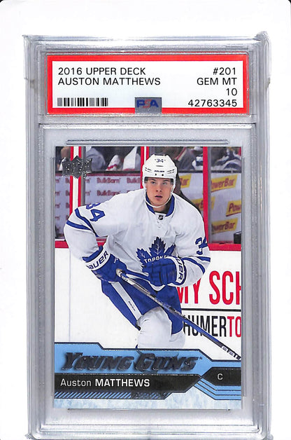2016-17 UPPER DECK SERIES 1 AUSTON MATTHEWS YOUNG GUNS PSA 10 #201