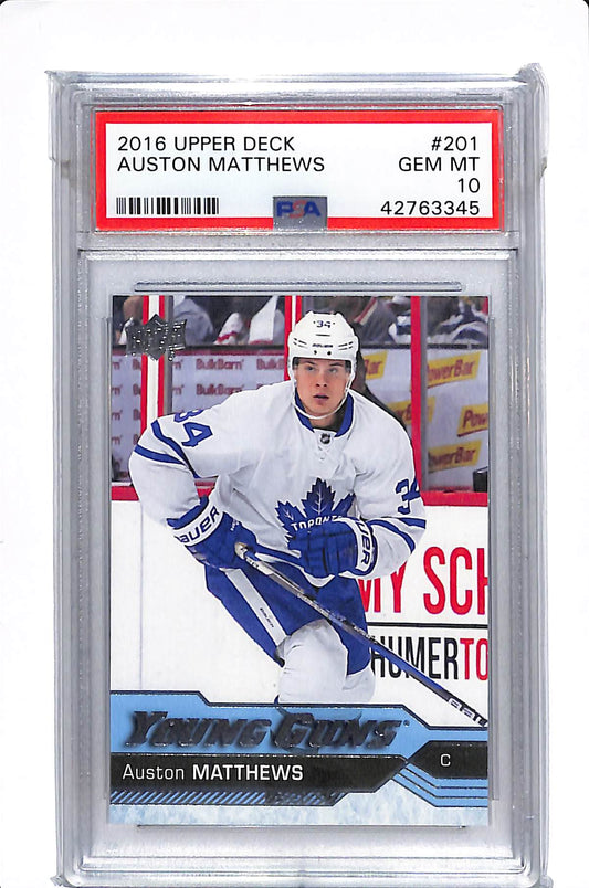 2016-17 UPPER DECK SERIES 1 AUSTON MATTHEWS YOUNG GUNS PSA 10 #201